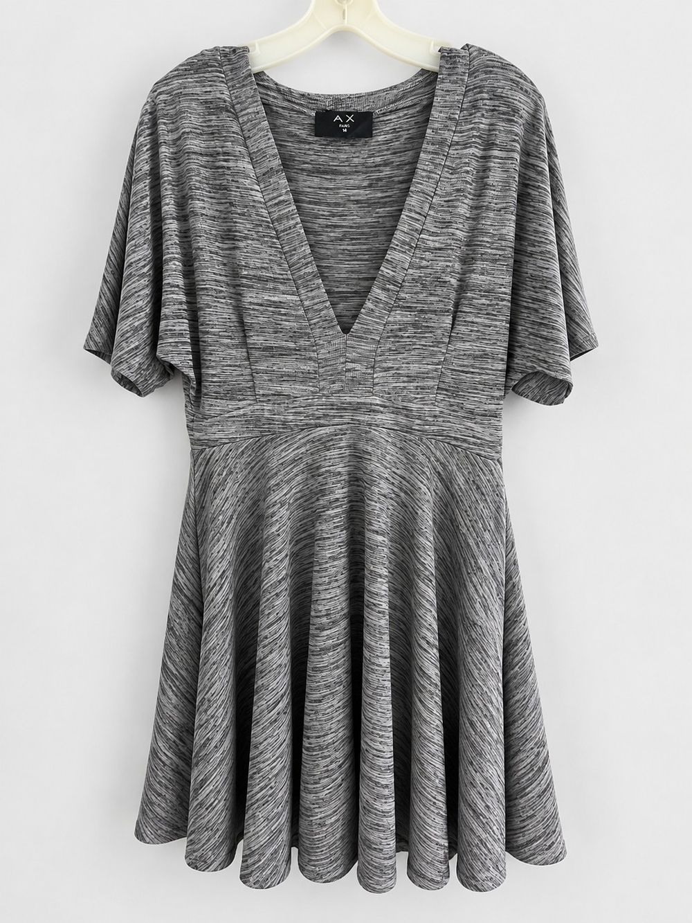 AX Paris Gray Marled V-Neck Fit & Flare Dress